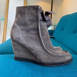 Kate Spade wedge heel booties in suede